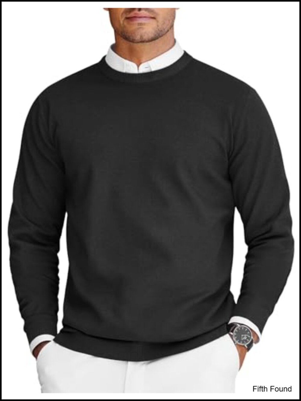 Mens Pullover Sweater Crew Neck Long Sleeve Lightweight Polyester Knit Top